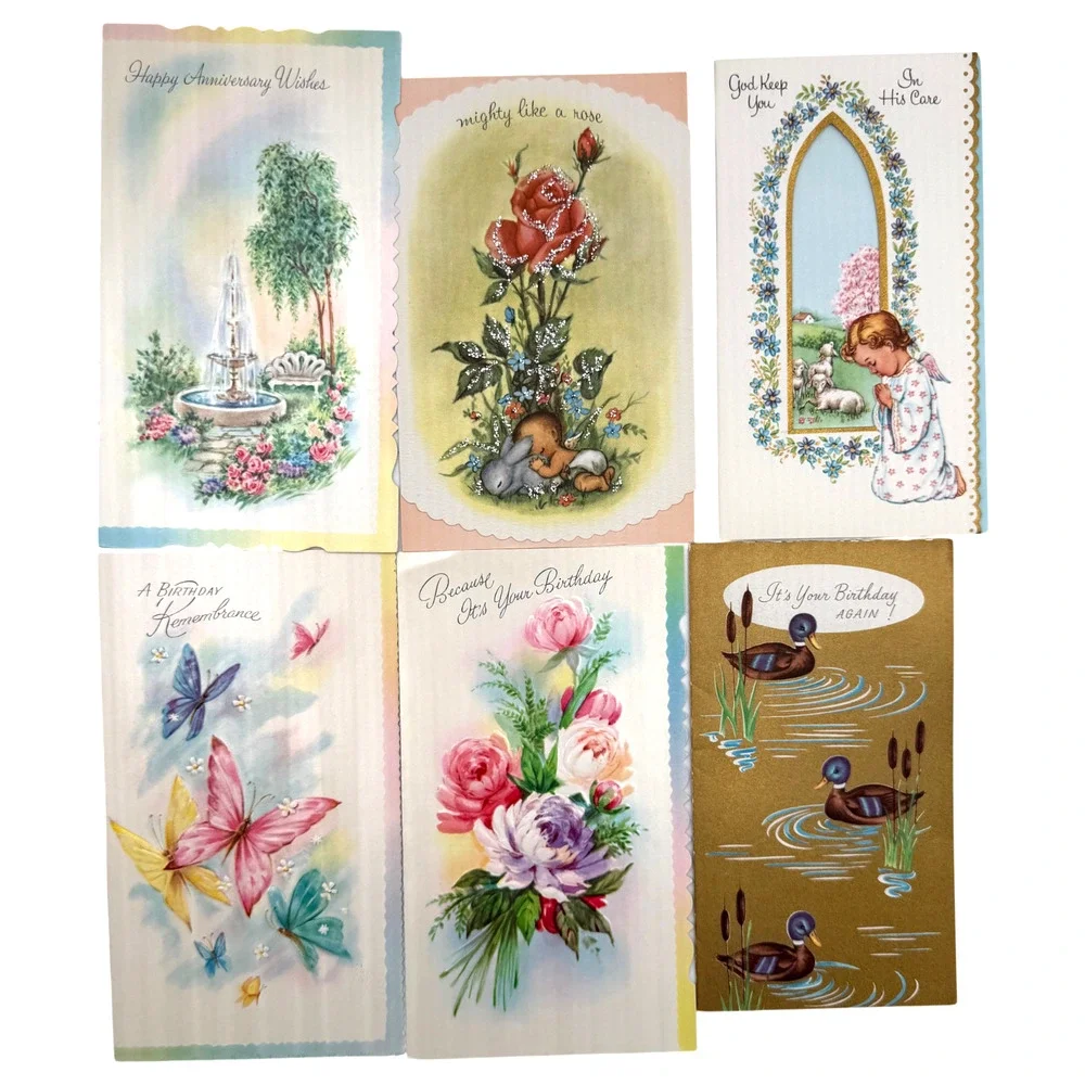 Vintage Greeting Card Lot Unused 24 Mixed Get Well Birthday Seasons Anniversary